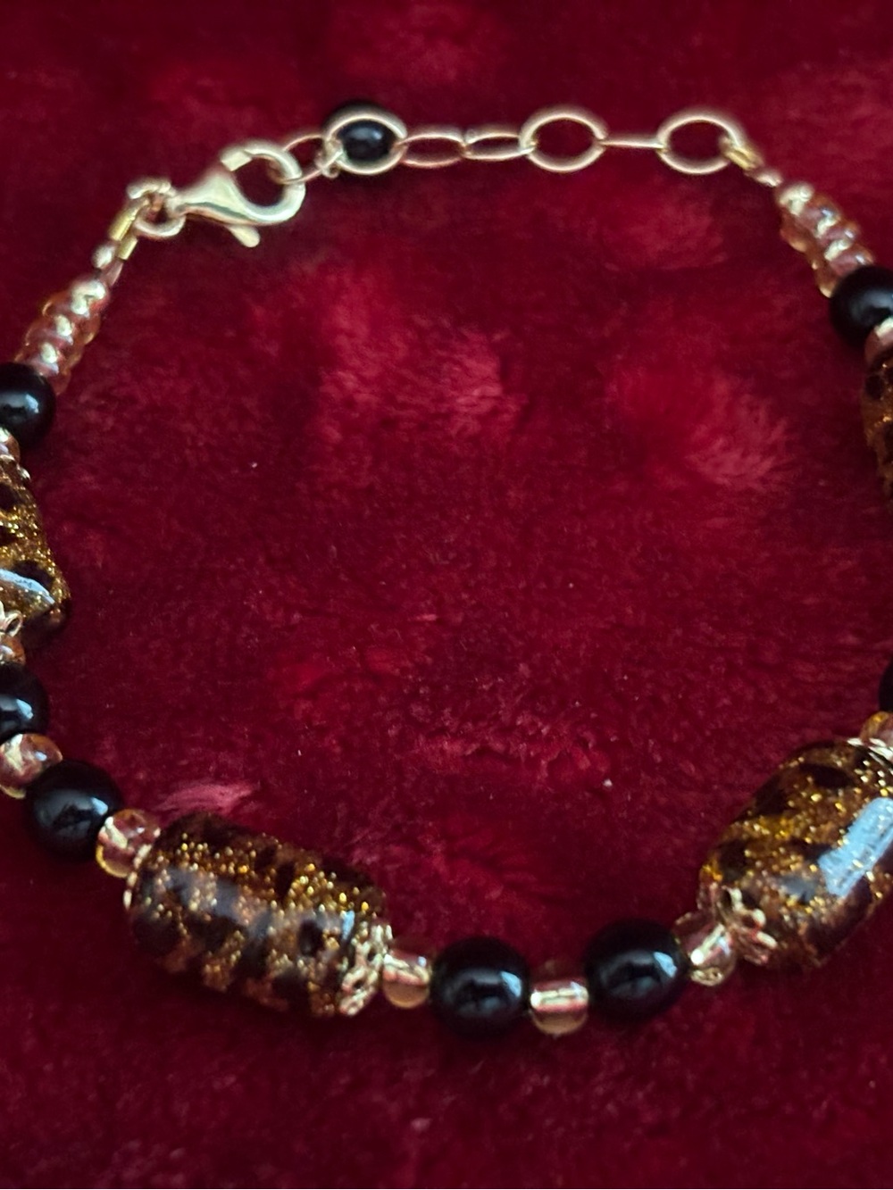 Ross-Simons Gold and Black Beaded Bracelet